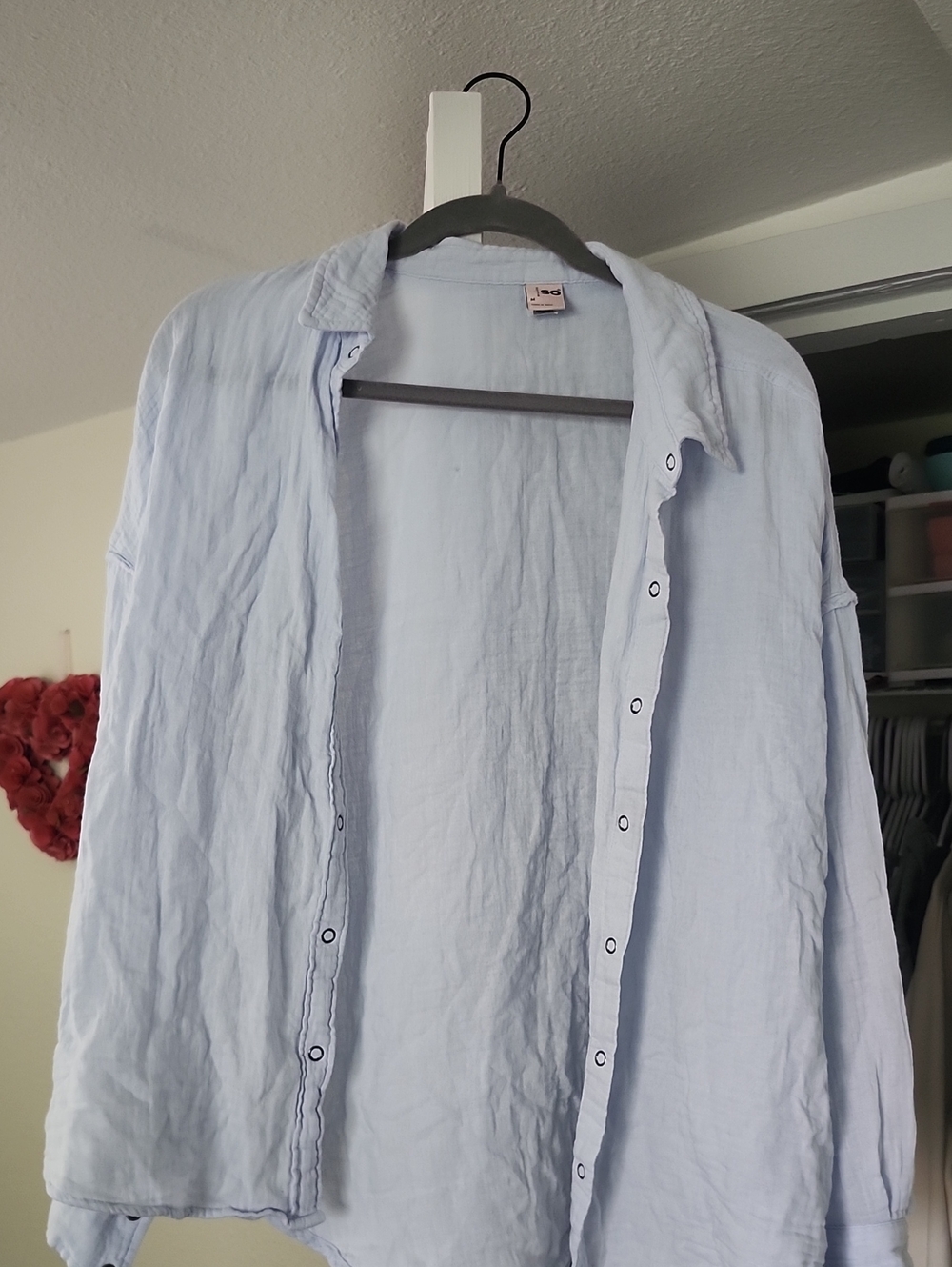 Light Blue Girls Juniors Button-Up Shirt